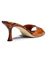 Skye Snake-Print Leather Mules