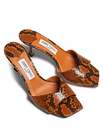 Skye Snake-Print Leather Mules