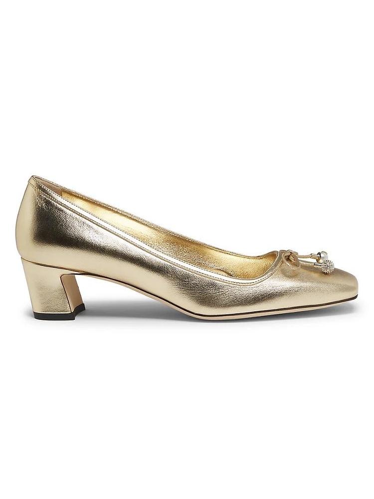 Elme 45MM Pearl-Embellished Leather Pumps