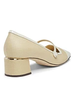 Elisa 45MM Pearl-Embellished Raffia Pumps