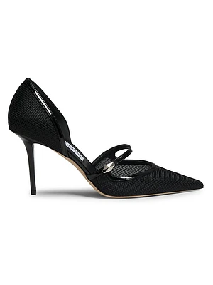 Carolyn 90MM Mesh & Patent Leather Pumps