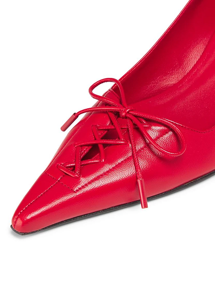 Scarlett 50MM Lace-Up Leather Pumps