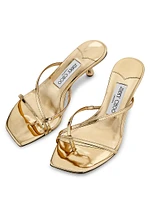 Etana 50MM Metallic Leather Sculptural-Heel Sandals