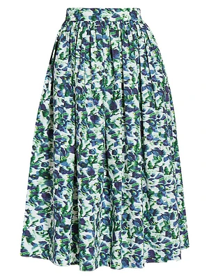 Floral Cotton Midi-Skirt