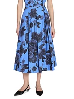 Floral Cotton Midi-Skirt