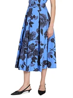 Floral Cotton Midi-Skirt