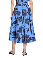 Floral Cotton Midi-Skirt