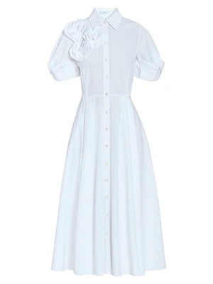 Gathered Cotton Midi-Dress