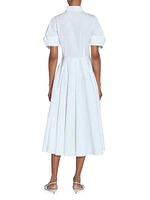 Gathered Cotton Midi-Dress