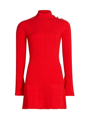 Rib-Knit Pocket Minidress