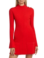 Rib-Knit Pocket Minidress