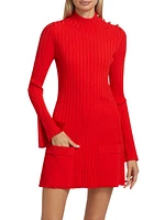 Rib-Knit Pocket Minidress