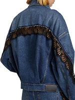 Lace Yoke Oversized Denim Jacket