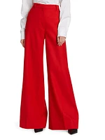 High-Rise Wool Flannel Flared Pants