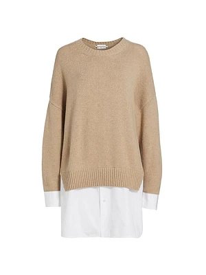 Merino & Cotton Poplin Sweater