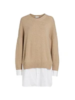 Merino & Cotton Poplin Sweater