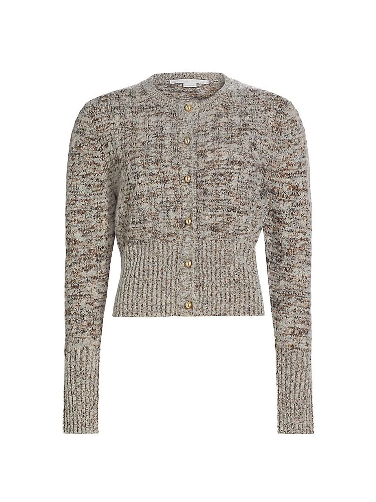 Wool-Blend Marled Cardigan