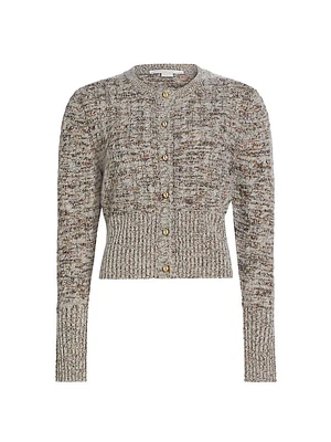 Wool-Blend Marled Cardigan