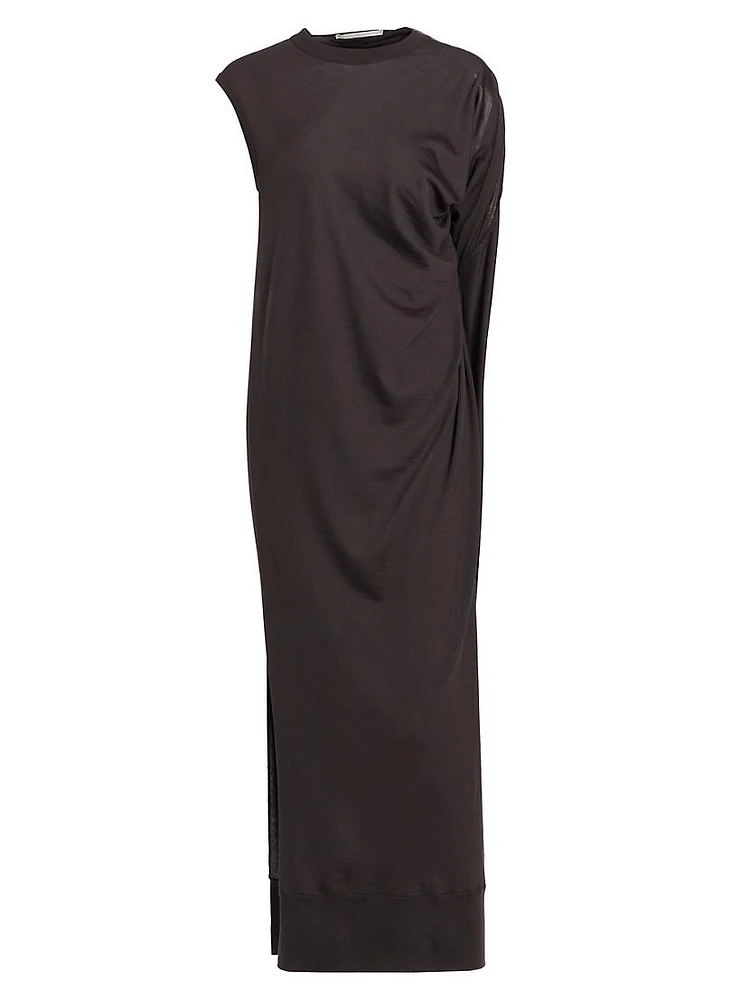 Draped Wool Midi-Dress