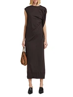 Draped Wool Midi-Dress