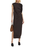 Draped Wool Midi-Dress