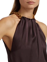 Satin Chain-Link Halter Top