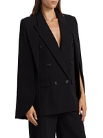 Stretch-Wool Cape Blazer