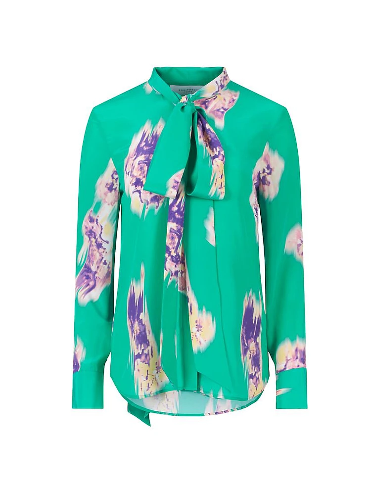 Miki Floral Tie-Neck Blouse