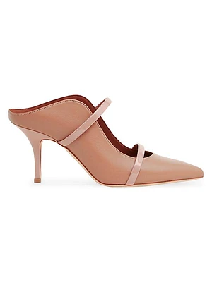 Maureen 70MM Leather Mules with Patent Leather Straps