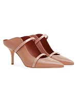 Maureen 70MM Leather Mules with Patent Straps