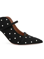 Maureen 70MM Pearl-Embellished Grosgrain Mules