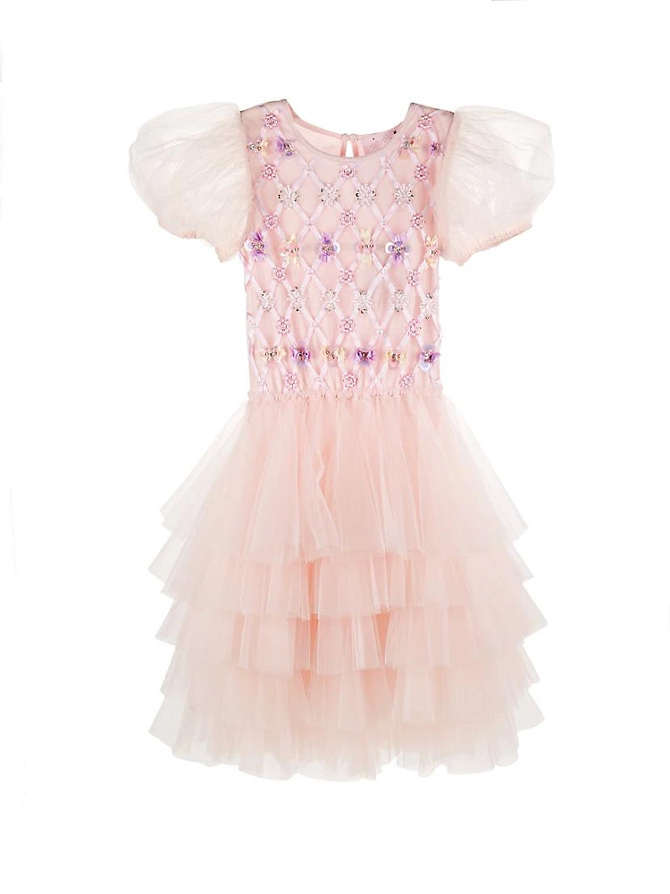 Little Girl's & Fairytale Gala Floral Lattice Tutu Dress