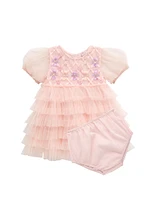 Baby Girl's Fairytale Gala Bebe Floral Lattice Tulle Dress