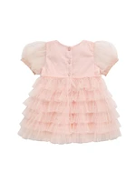 Baby Girl's Fairytale Gala Bebe Floral Lattice Tulle Dress