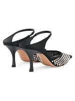 Vega 70MM Crystal-Embellished Mesh Satin Mules