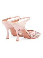 Vega 90MM Crystal Embellished Mesh Satin Mules