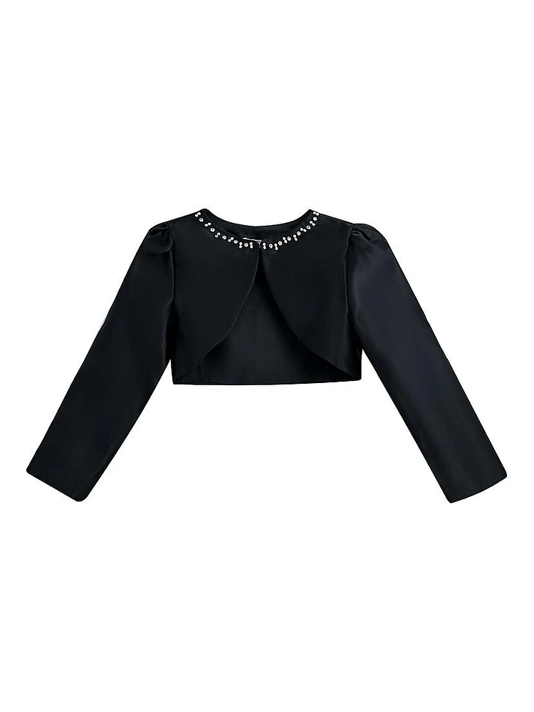 Little Girl's & Girl's Cropped Satin Cardigan