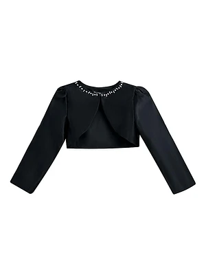 Little Girl's & Cropped Satin Cardigan