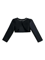 Little Girl's & Cropped Satin Cardigan