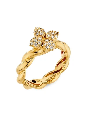 Love In Verona 18K Yellow Gold & 0.30 TCW Diamond Twisted Ring