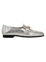 Lucca Textured Metallic Leather Loafers