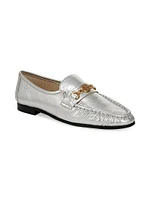 Lucca Textured Metallic Leather Loafers