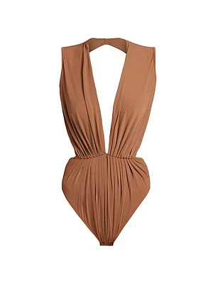 Gia Plunge Open-Back Bodysuit