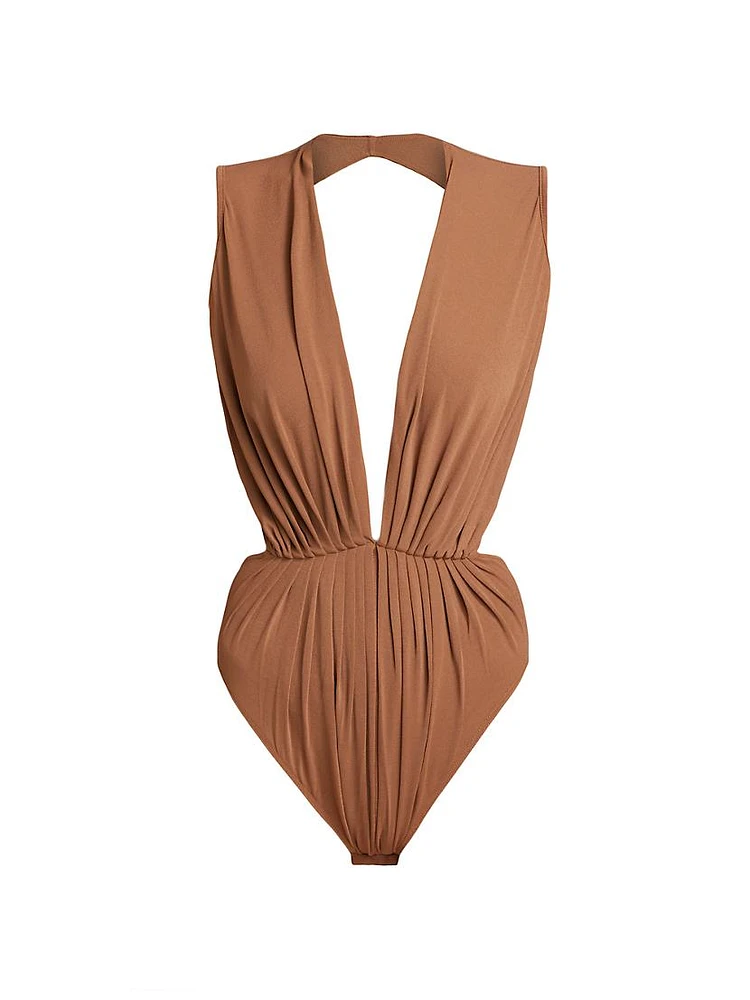 Gia Plunge Open-Back Bodysuit