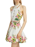 Floral Cotton-Linen Halter Shirtdress