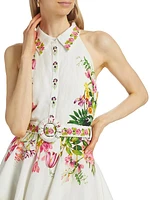 Floral Cotton-Linen Halter Shirtdress