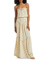 Dynamic Polka-Dot Tiered Maxi Dress