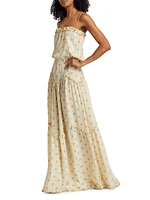 Dynamic Polka-Dot Tiered Maxi Dress