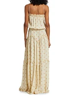 Dynamic Polka-Dot Tiered Maxi Dress