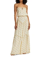 Dynamic Polka-Dot Tiered Maxi Dress